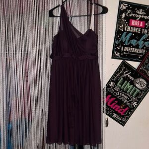 David's Bridal One-Shoulder Dress in Deep Purple
